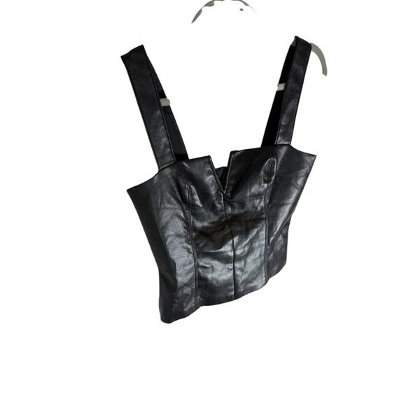 Amanda Uprichard Nia Cropped Top Faux Leather Sexy Edgy Classy Party Concert S - Picture 4 of 10